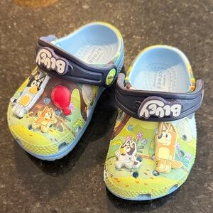 CROCS Kids Sandals - Blue and Green with Cartoon Theme